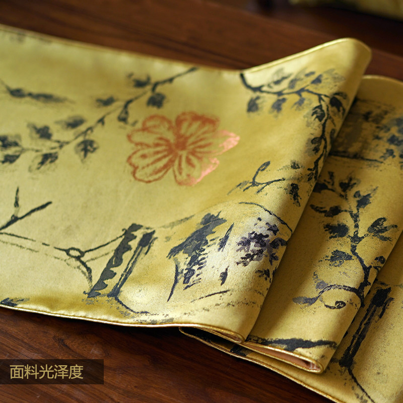 桌旗欧式高档奢华桌布茶旗茶几旗C金色中式复古床旗酒店茶席床尾