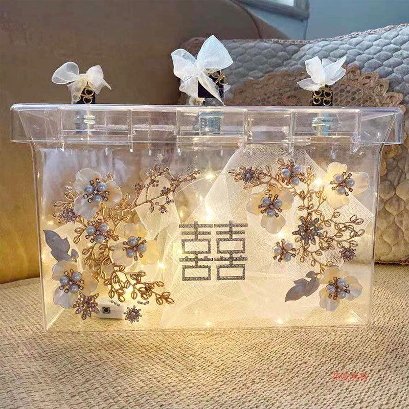 藏婚鞋带锁神器透明亚克力鞋盒diy装H饰送新娘礼物接亲堵门小游戏