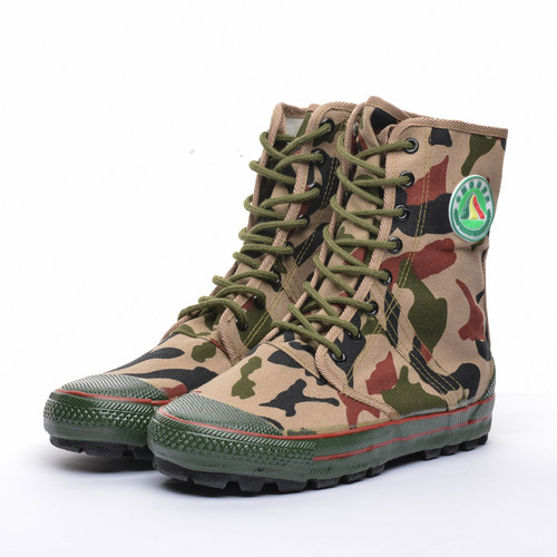 3544高d帮森林防护靴解放鞋透气登山防滑帆布胶鞋防沙鞋男女劳保