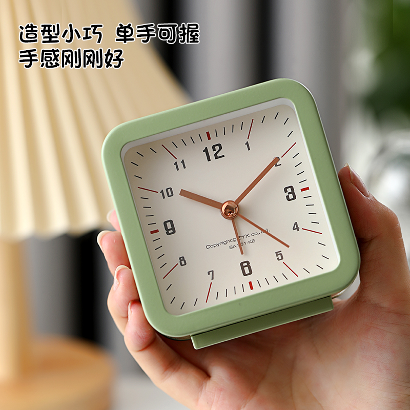 高颜值方形小闹钟表儿童学生用静音宿舍卧室M床头时钟学习桌面台