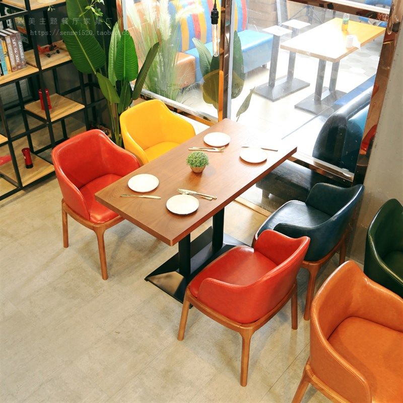 烘焙蛋糕店甜品奶茶店o售楼部实木餐桌椅休闲西餐厅咖啡厅桌椅组,商业/办公家具,商用餐椅,淘宝优惠券,粉丝福利购,淘宝优惠卷