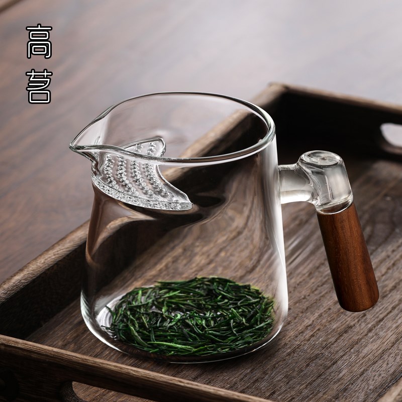 高档玻璃公道杯茶滤网一体v绿茶泡茶器月牙杯过滤泡茶杯分茶器茶