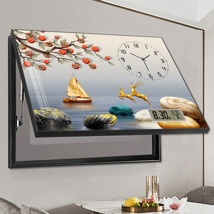 电表箱装饰画轻奢高级感遮挡2023E新款带钟表万年历电闸箱电箱时