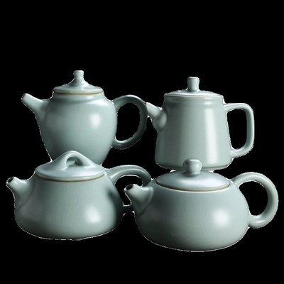 天青色汝a窑茶壶可开片大号可养汝瓷泡茶壶单壶陶瓷茶具西施壶手