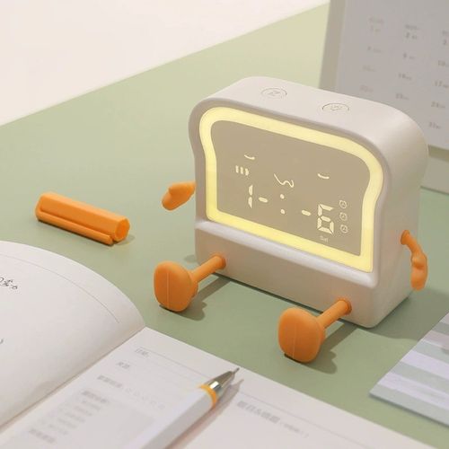 吐司闹钟2024新款学生专用起z床神器儿童男孩女孩自律计时闹铃夜