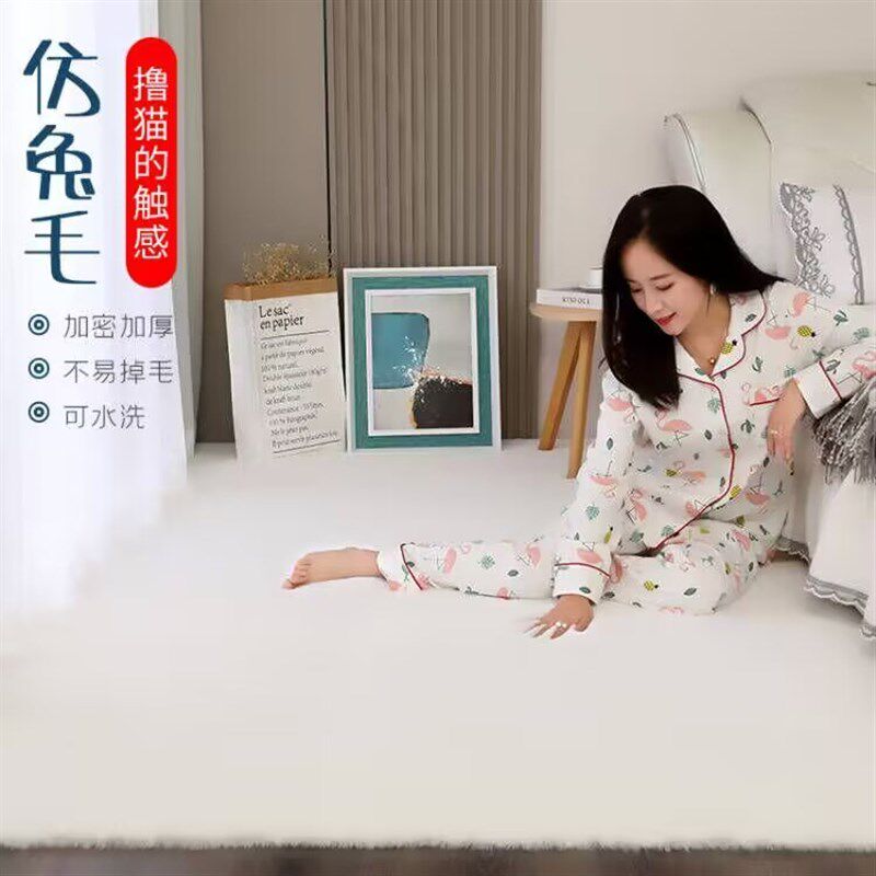 新款毛毛地毯长毛绒短毛仿羊毛床边家用兔毛加厚S可机洗卧室客厅