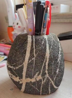 石天泰山石原石笔筒花盆摆件然花纹敢靠当山K办75170公室书房客厅