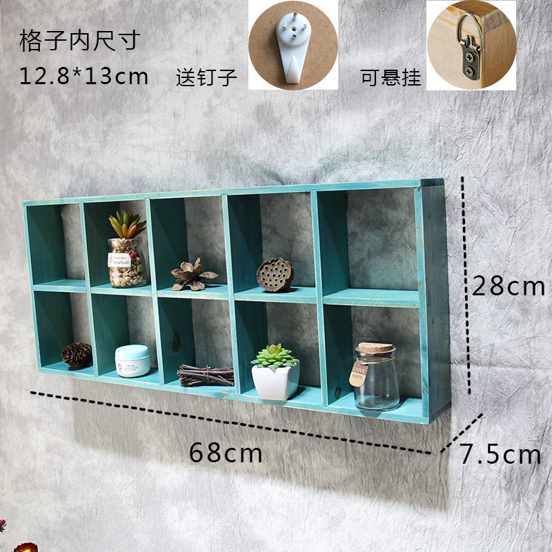 复古乡村壁饰收纳陈列架展示柜可D悬挂咖啡厅卧室墙面装饰品创意