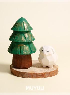 12生肖小羊木雕摆件治愈情绪电脑摆件工位解压ins风生日礼物女生