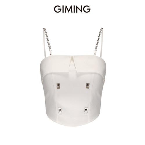 GIMING短款双排扣吊带上衣