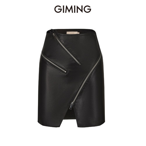 GIMING简约时尚皮半裙