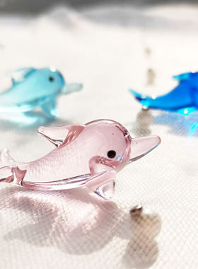 手作迷你mini玻璃工艺品摆件小动物小海豚匠人纯手工制作精致摆设