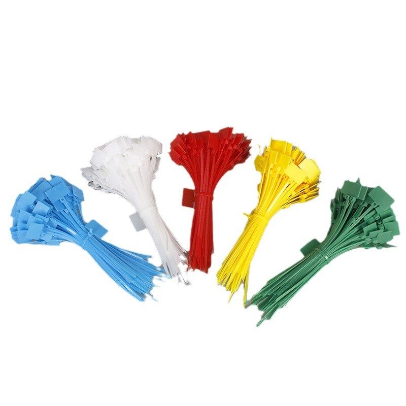 电线标签贴彩色扎带标签贴塑料电线挂牌标签卡扣吊标签扎标牌标记