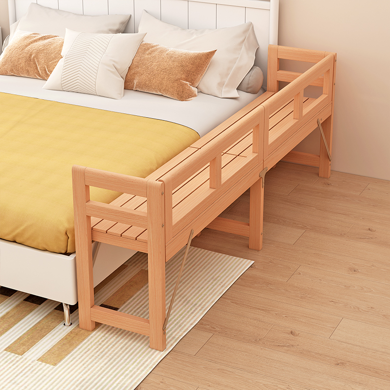 榉木折叠床儿童床带护栏小床婴儿男孩女孩拼接床边床加宽拼接大床