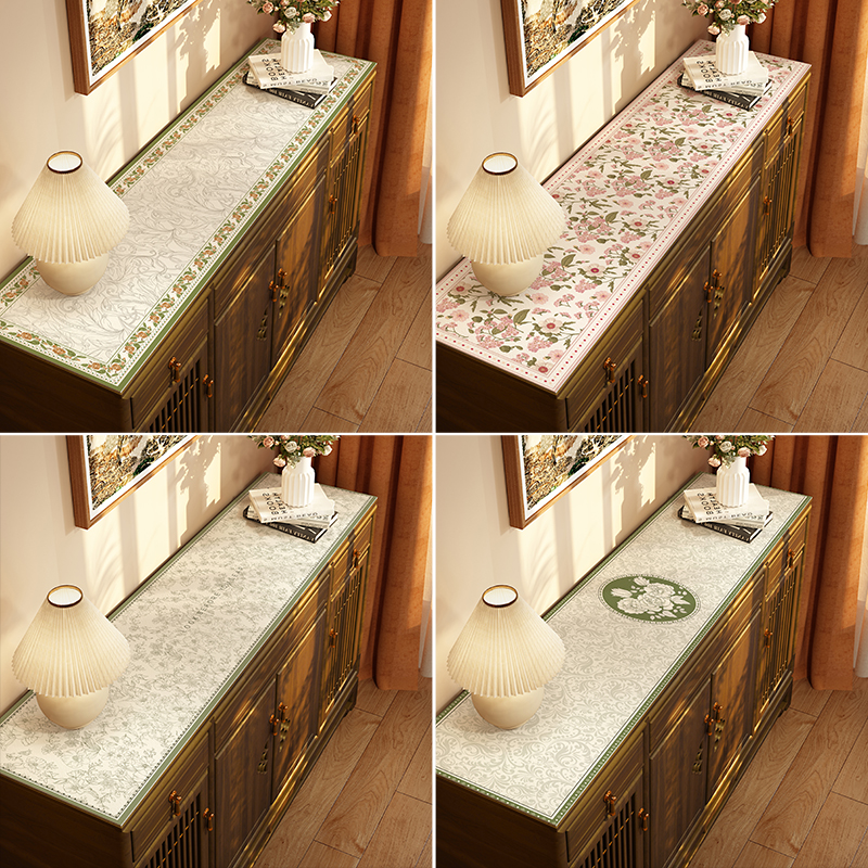 美式皮革餐柜防水防油防烫免洗家用电视柜桌面耐脏防滑台面盖布