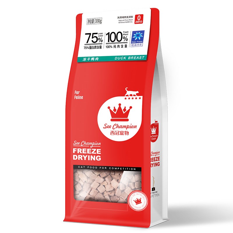 西冠冻干猫零食鸭肉粒宠物鸭胸肉猫咪零食营养增肥发腮补钙成幼猫