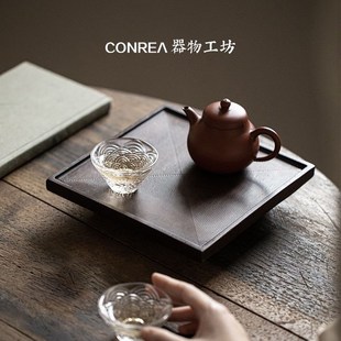 实木茶盘小型一人家用2023新款 日式 干泡台托盘茶台黑檀木手作