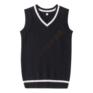 英伦风幼儿园园服小学生校服儿童白色毛衣V领 针织衫背心马甲春秋
