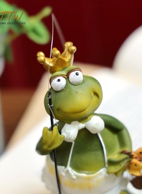 背带裤青蛙情侣创意庭院杂货家居客厅装饰摆件补网钓鱼花园系列