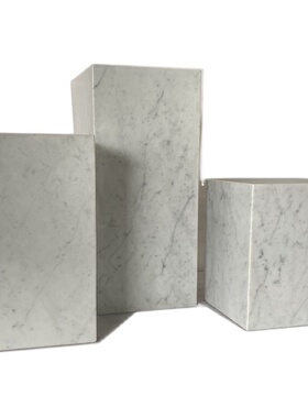 轻奢大理石卡白底座柱子石墩家居玄关电视柜酒店商场落地方柱摆件