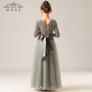 女童高端晚礼服公主裙大提琴演奏演出服钢琴表演礼服中大童主持人