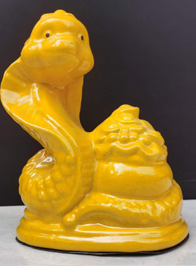 黄色陶瓷十二生肖摆件瓷器鼠牛虎兔龙蛇马羊猴鸡狗猪摆件生日礼物