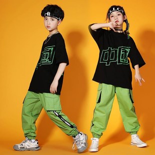 六一儿童表演服男童中国风街舞嘻哈套装女孩爵士舞演出服学生班服