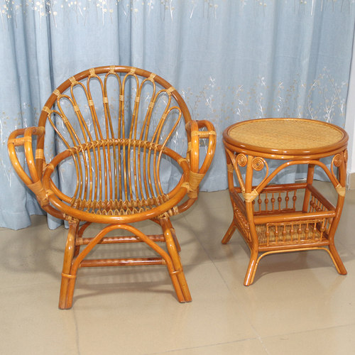 真藤椅单人靠背椅成人休闲乘凉椅家用阳台藤椅茶几老人椅印尼藤椅