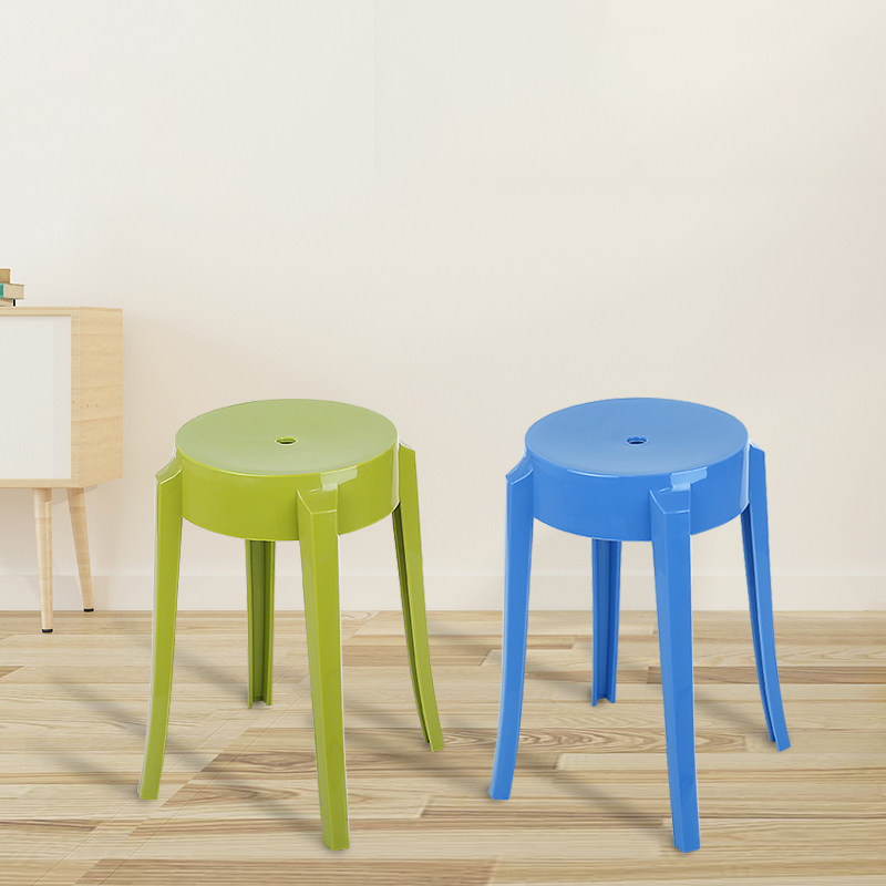 欧式透明圆凳椅餐厅书房可叠水晶塑料时尚休闲新品吧台高脚凳加厚