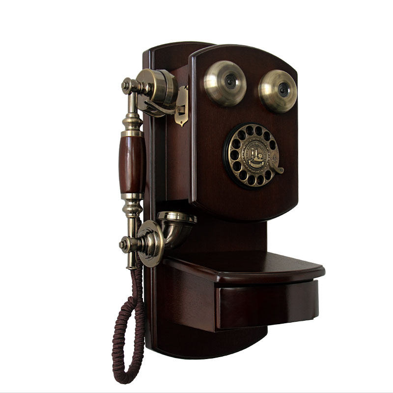 仿古木质复古老式转盘式有线无线插卡酒店客厅装饰壁挂式电话座机