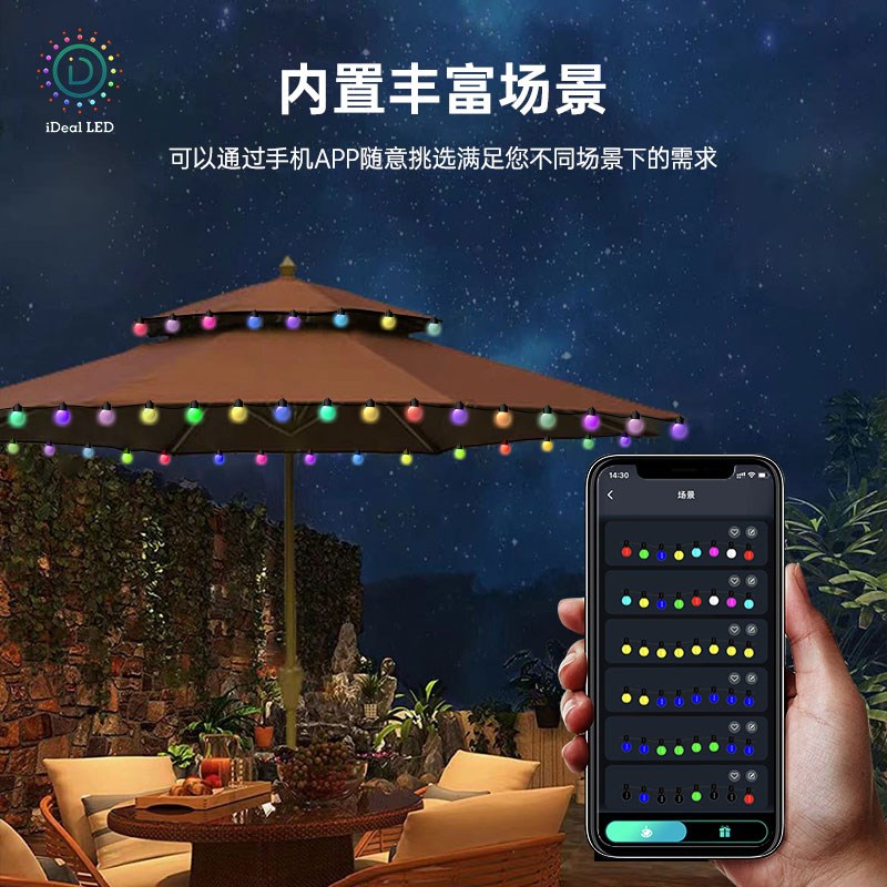 USB智能APP声控户外露营遥v控灯串幻彩跑马RGB音乐律动DIY氛围灯