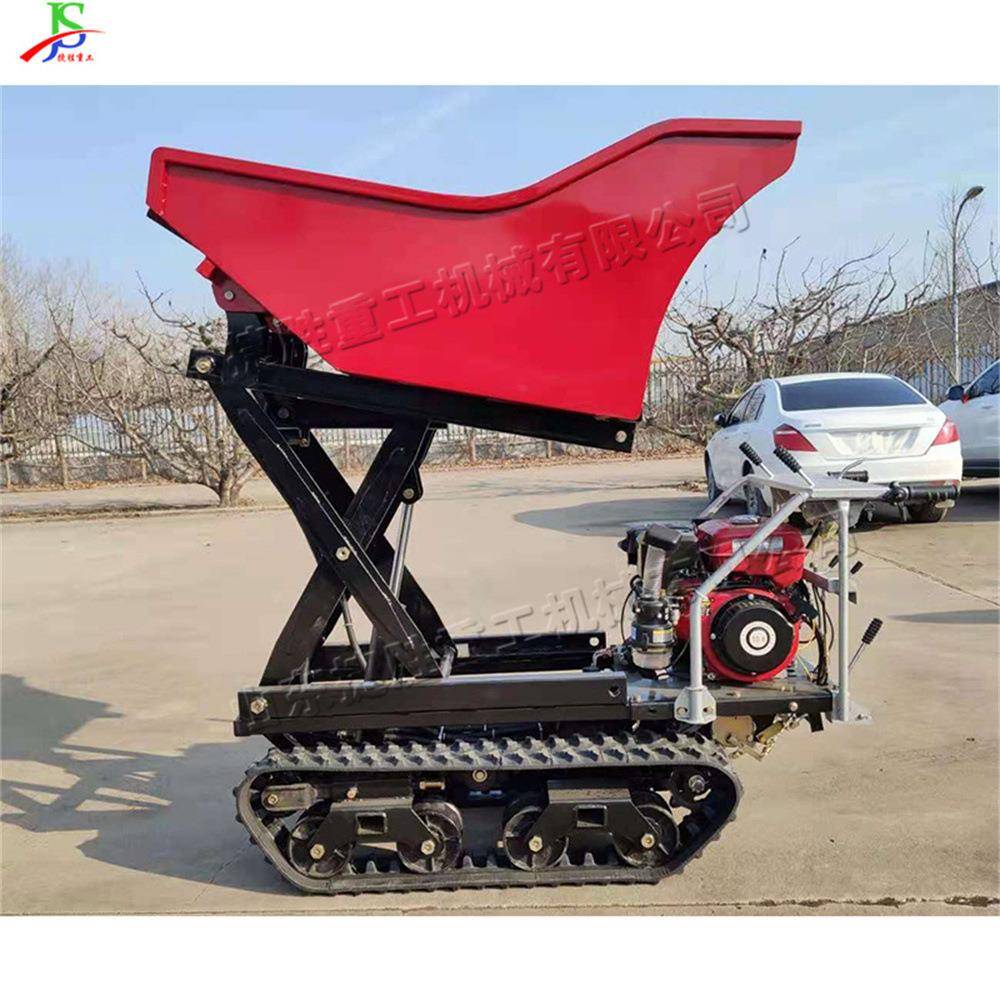 电启动自卸翻斗搬运车履带式液压运料车小型建筑砂石运输车