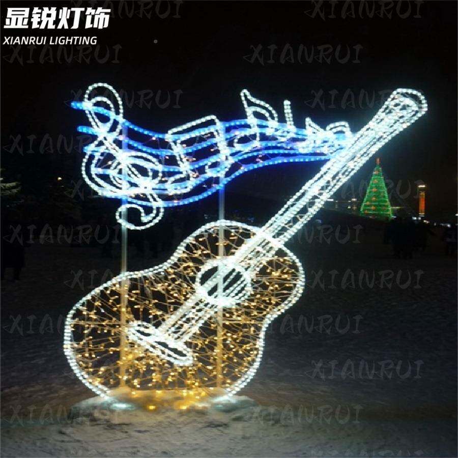 XR发光小提圣诞工艺乐品LED器模型型灯雕塑琴装置造音乐装饰造型