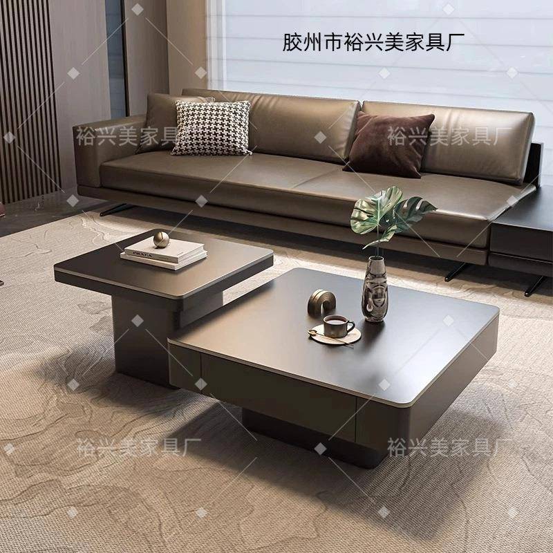 意式轻约奢极简简方形岩板小储厅物67095478茶几组合现代户型客大