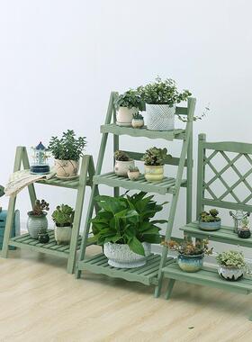 花组合架多园层实木质折VKJ花子架叠客厅阳台室外阶梯木头花架多