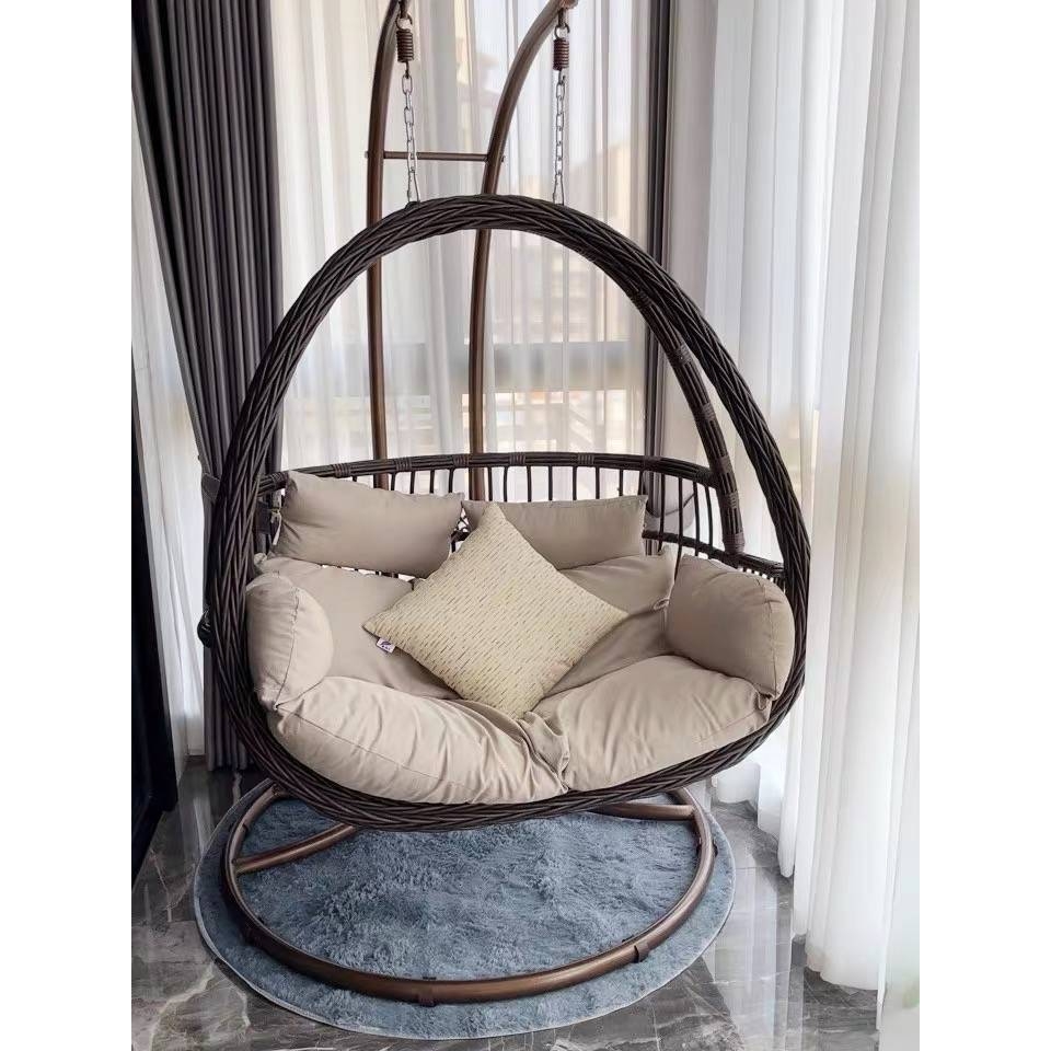 W8吊篮藤椅家用吊椅室内吊床户外秋千阳台双人杆摇篮躺椅免打