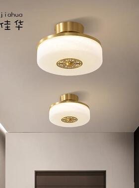 新ONB中式全铜玄过d道吸顶灯简现代阳台灯关走廊约云石le圆形灯具