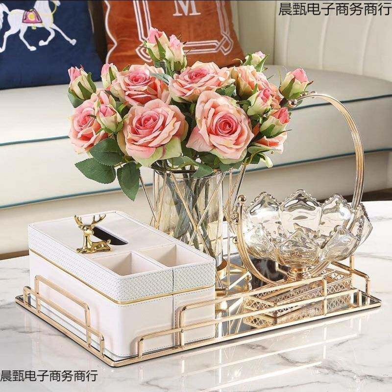 轻奢肤高档用编织纸巾盒家茶感几收纳盒桌面多晨甄电子功餐能巾抽