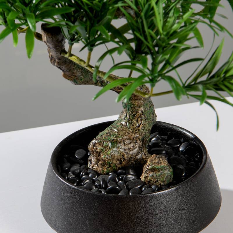 仿真迎客松绿植盆景新中式日式案几书房茶室书法桌洽谈桌盆栽摆件