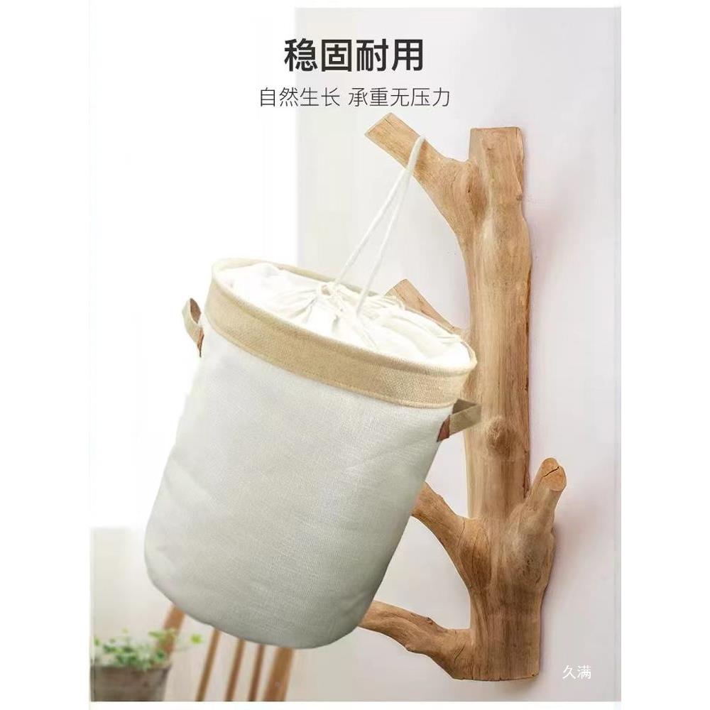 原木墙饰壁tlznlou+挂衣杆树枝墙上挂客衣钩客厅挂衣纳架厅收架