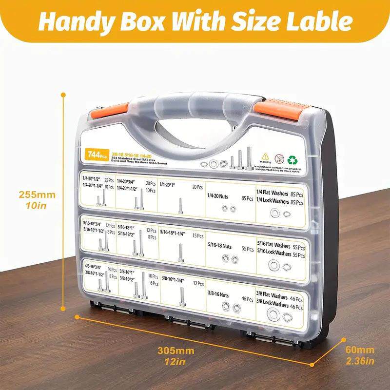 盒装栓744ps30TPO4不锈钢英美制外六角螺螺栓组c螺丝合螺母套装