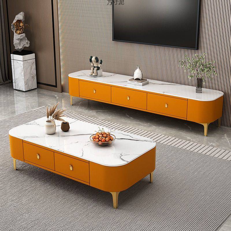 茶几家用客厅现代简约组合电视柜免安装带抽屉小户型软包茶几桌子