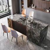 西厨中岛台餐桌一台体岩板吧台意式 墅EOT别放开款 式 轻奢齐平导垒