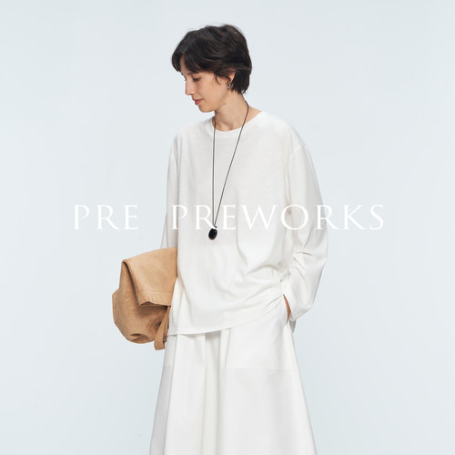 PREPREWORKS圆领廓形长袖T