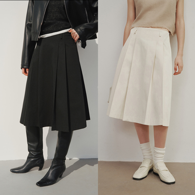 PREPREWORKS百褶A字中长裙