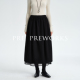 层次智感 PRE PREWORKS法式 松紧腰网纱撞色拼接羊毛花苞裙半身裙