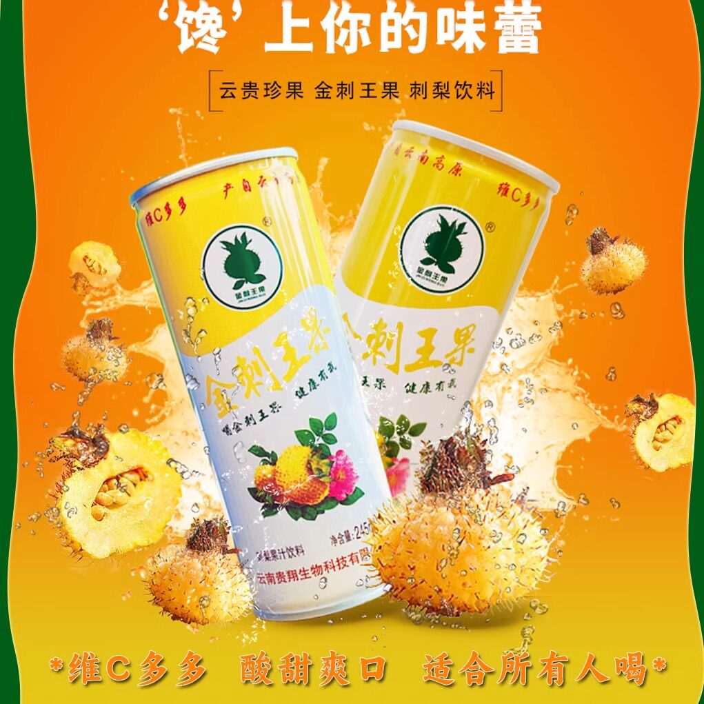 金刺王果刺梨汁果汁饮品245ml*12罐整箱天然维c混合饮料酸甜解腻