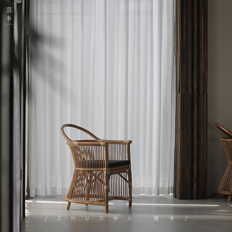 叕木/东南亚藤艺|侘寂度假风藤椅天然真藤手工藤编阳台休闲椅餐椅