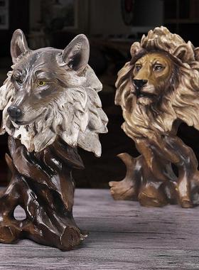 北欧创意现代树脂飞禽走兽狮子摆件家居客厅玄关书柜酒柜装饰品