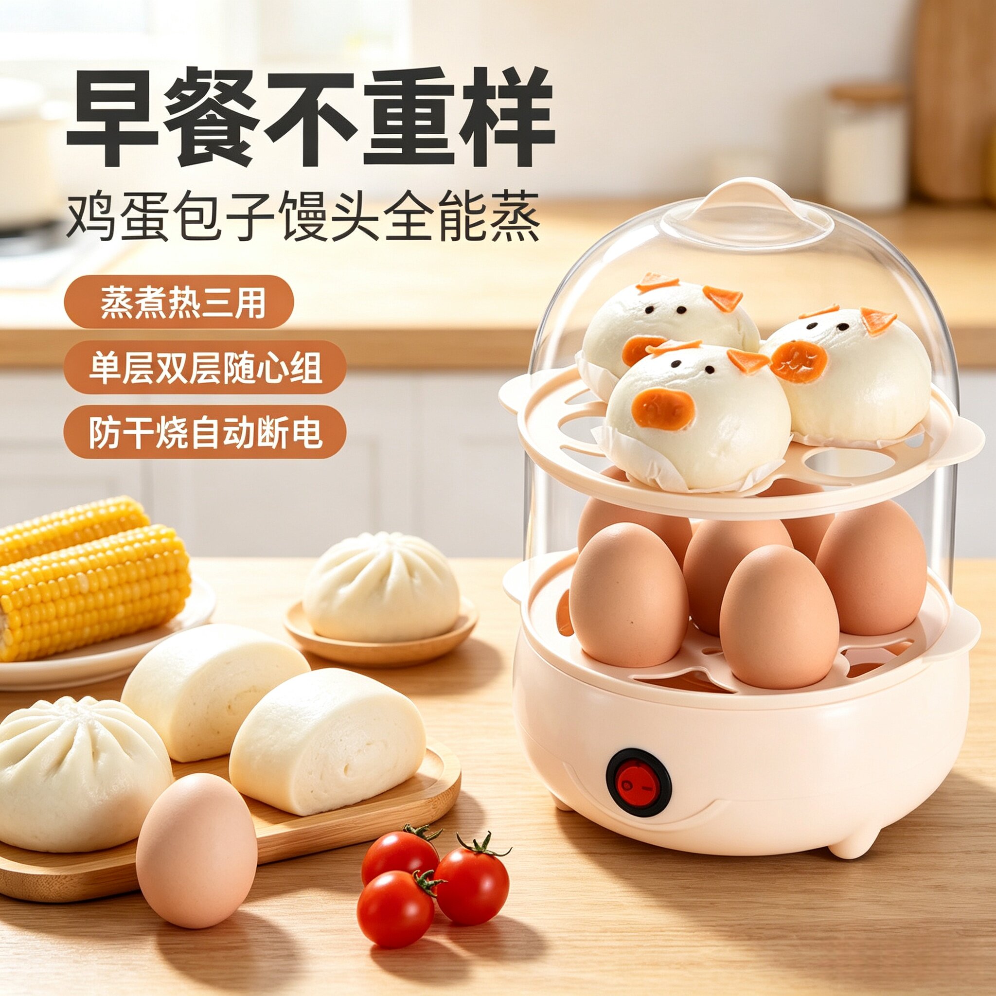 蒸蛋器防干烧自动断电煮蛋神器家用小型多功能迷你鸡蛋蒸蛋器早餐